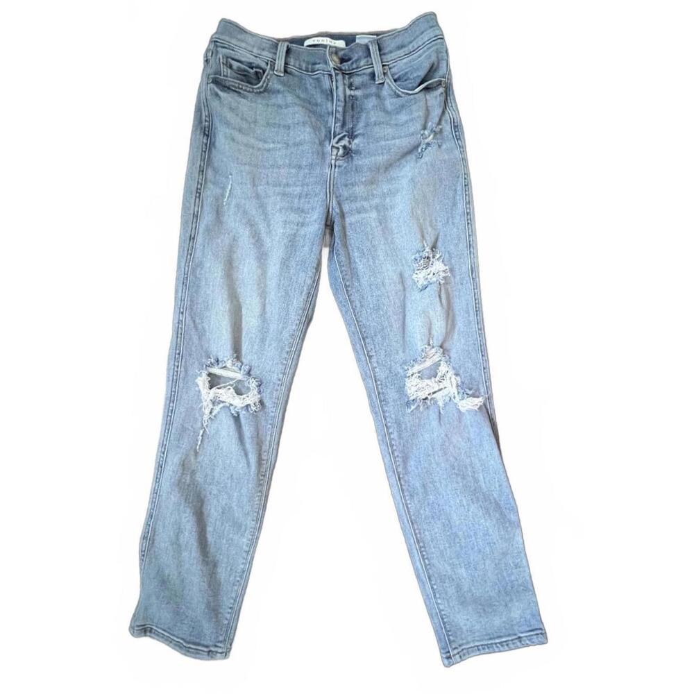 Eunina Rocky High Rise Boyfriend Jeans Light Wash‎ Distressed Blue Size 7/28